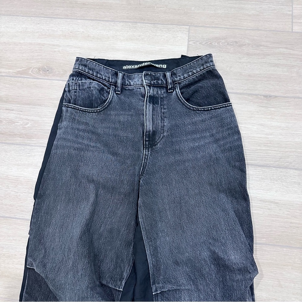 ALEXANDER WANG pack mix hybrid high waisted cargo jeans black size 25 - Picture 8 of 12